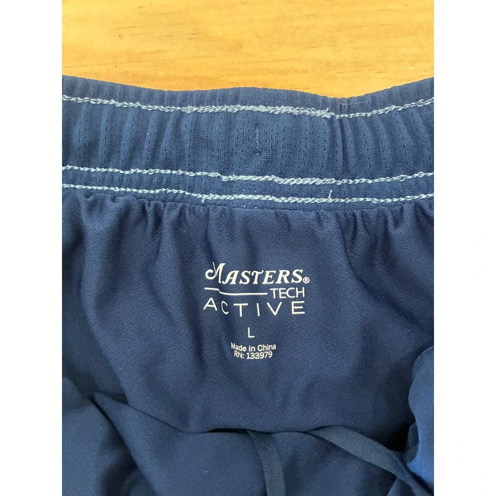 Masters Tech Active Mens Golf Shorts Blue Heathered Elastic Waist Size Large